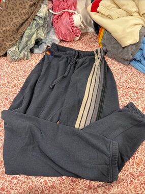 Grey ombré stripe joggers